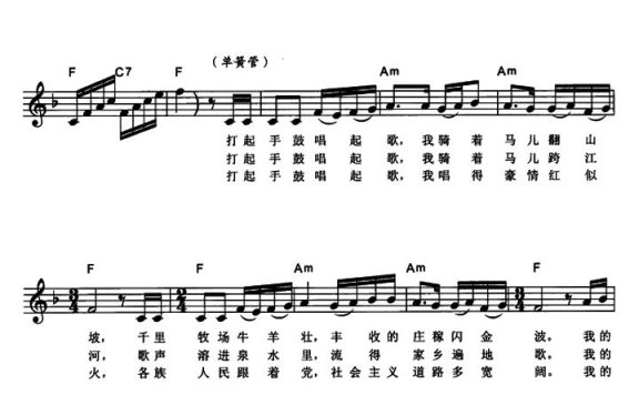 打起手鼓唱起歌（电子琴弹唱谱）简谱 - 乐谱