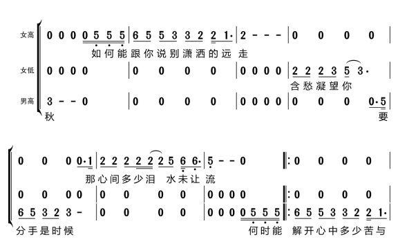 晚秋-合唱谱简谱 - 乐谱