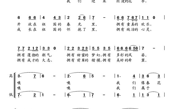 烂漫的花季（青少年合唱歌曲）简谱 - 乐谱