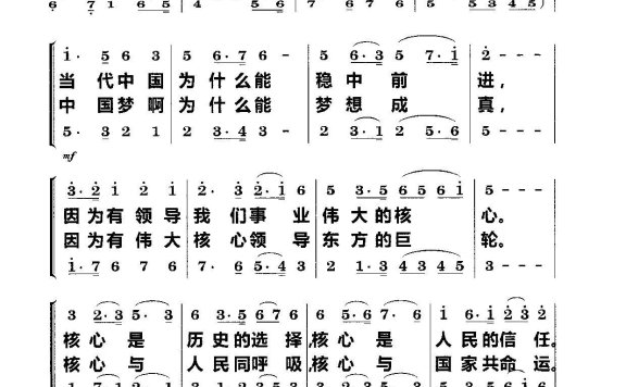 核心颂（合唱）简谱 - 乐谱