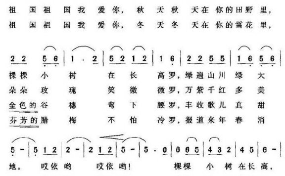 祖国，我爱你 - 乐谱
