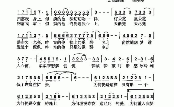 梦醒时分（潘伟源词 中崎英也曲） - 乐谱