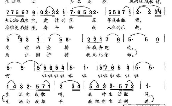 殷秀梅《生活啊，多么美好》简谱 - 乐谱