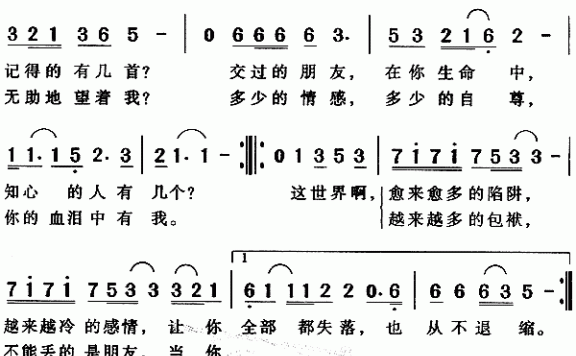 电影《至尊无上》主题曲：像我这样的朋友 - 乐谱