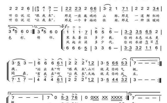 听你说过（刘世普词 张志辉曲） - 乐谱