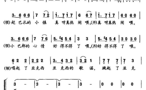 童声表演唱：赶巴扎的小巴郎 - 乐谱