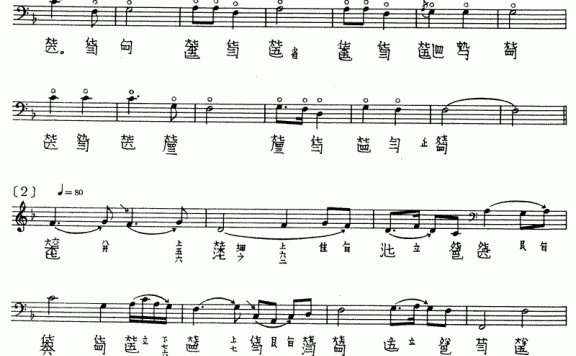 七弦琴：梧叶舞秋风（古琴谱、五线谱+减字谱） - 乐谱