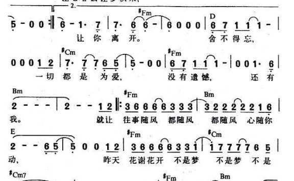 齐秦演唱:往事随风(许常德词 徐惠源曲) - 乐谱