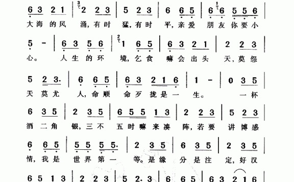 世界第一等(闽南语) - 乐谱