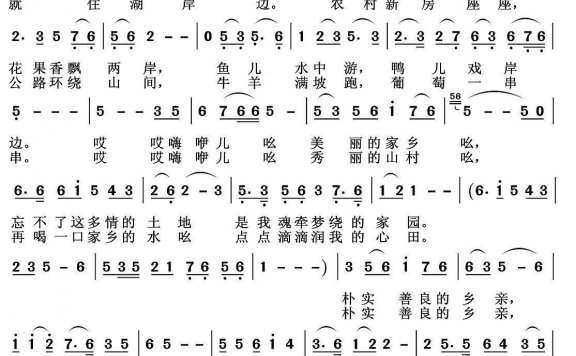 王婷婷演唱：故乡情 - 乐谱