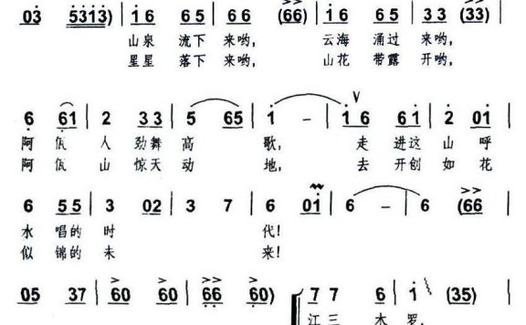 阿佤的木鼓敲起来（金鸿为词 何振京曲） - 乐谱
