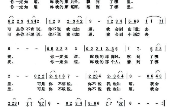 你不说我也知道 - 乐谱