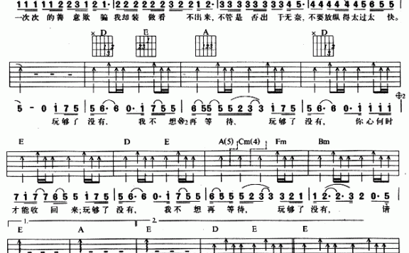 零点乐队：《回心转意》吉他谱/六线谱 - 乐谱