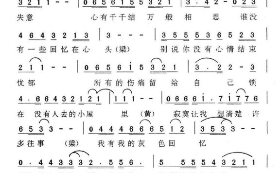 黄凯芹/梁雁翎演唱：《哪里的天空不下雨》简谱 - 乐谱
