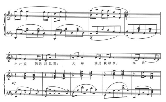 影片《大海在呼唤》主题歌：大海啊故乡（正谱） - 乐谱