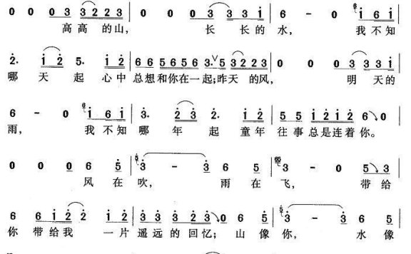 杭天琪演唱：《山情》简谱 - 乐谱