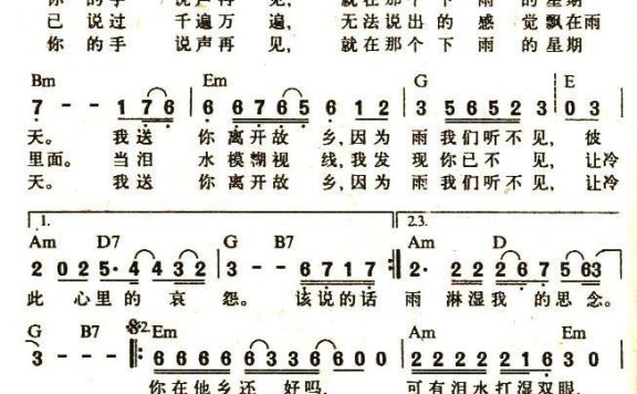 光头李进《你在他乡还好吗》简谱 - 乐谱