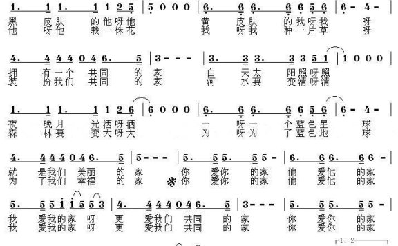共同的家（张永红词 李光友曲） - 乐谱