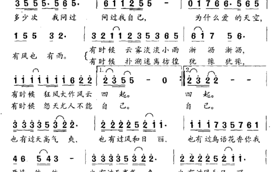 电视剧《雨竹》主题曲：为什么爱情有风也有雨 - 乐谱