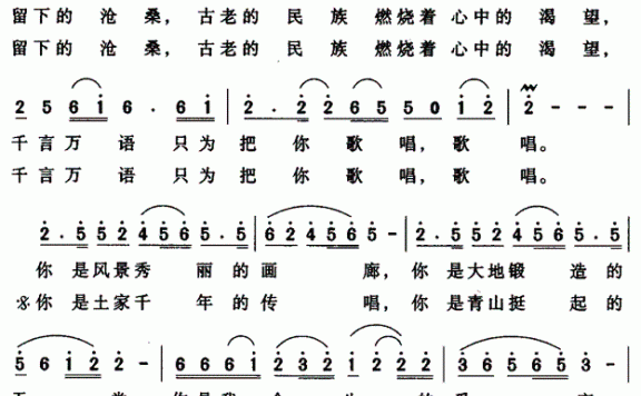 男声独唱：张家界，我的故乡 - 乐谱