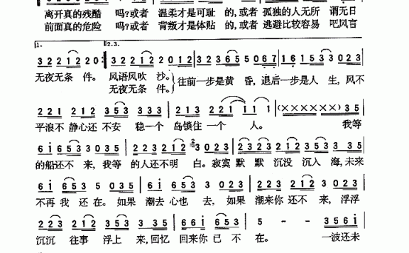 电视剧《新神雕侠侣》片尾曲：伤心太平洋 - 乐谱