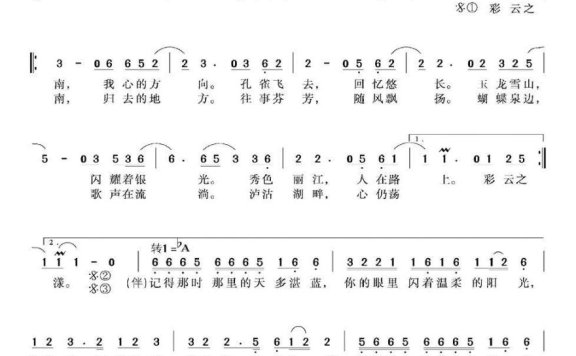徐千雅演唱:彩云之南 - 乐谱