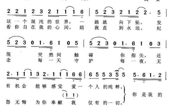 萧敬腾演唱：阿飞的小蝴蝶（简谱） - 乐谱