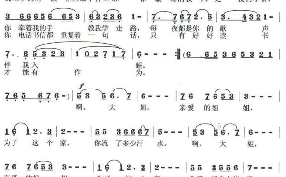 大姐（邓永旺词 茅地曲） - 乐谱