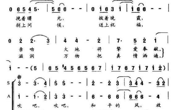 合唱：吹吧，和平的风（顾彤曲 薛锡祥词） - 乐谱