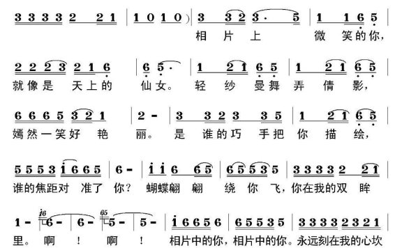 相片上的你（邵长友曲 李波词） - 乐谱