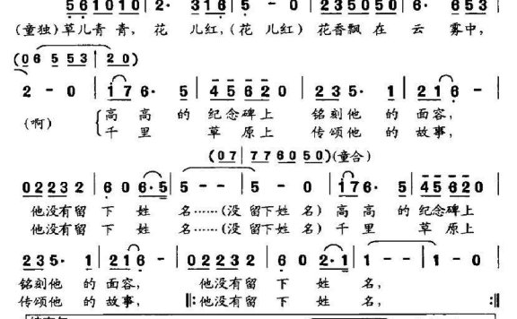 他没有留下姓名（一个小红军的故事） - 乐谱