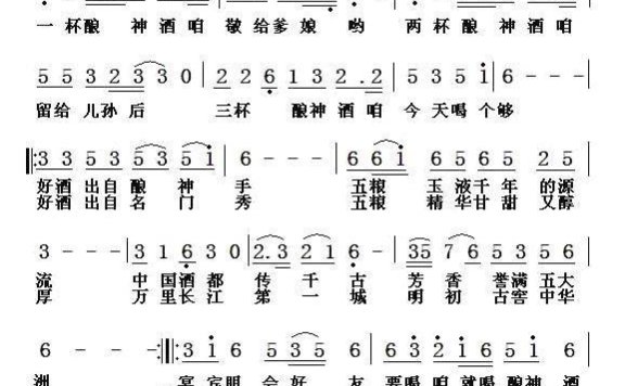 酿神酒之歌（华维明曲 田井军词） - 乐谱