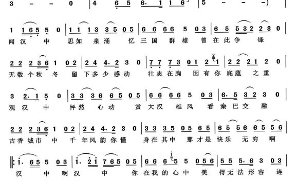严成王演唱：魅力汉中（严成王词曲） - 乐谱