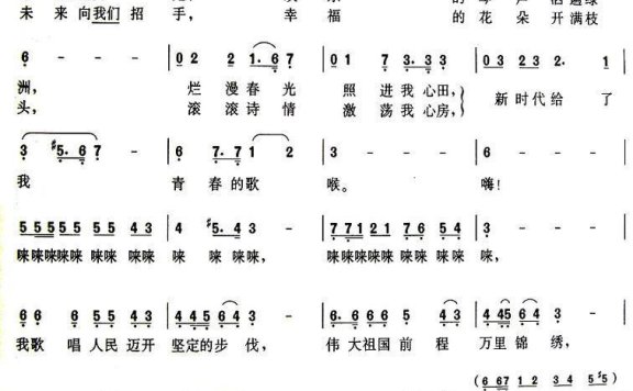新时代给了我青春的歌喉（郑秋枫曲 韩伟词） - 乐谱