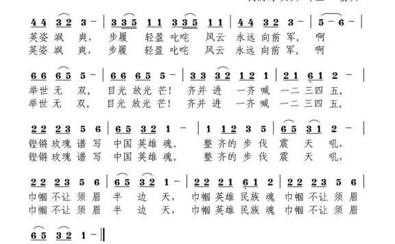 中国神行女兵（有感于反法西斯战争70周年女兵仪仗队） - 乐谱