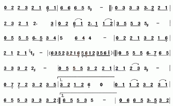 东风破（周杰伦曲唱）古筝谱/古琴谱 - 乐谱