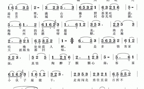梅州情（龙远开词 曾焕仁曲） - 乐谱
