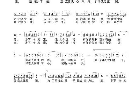 乡下父亲（又名：老父亲） - 乐谱