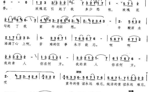 玫瑰花正开放（歌剧《古兰丹姆》选曲） - 乐谱