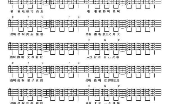 啦啦啦德玛西亚（尤克里里指弹谱） - 乐谱