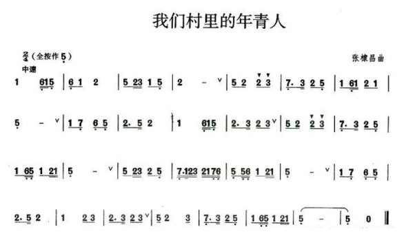 我们村里的年轻人（张棣昌曲） - 乐谱