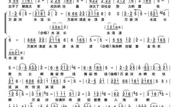 万泉河清波永荡漾（海浪飞歌曲 华育培词） - 乐谱