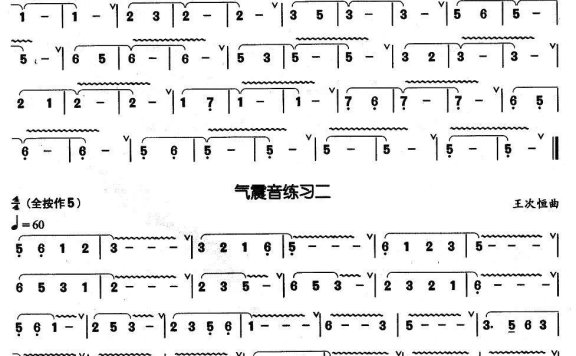 葫芦丝基本技巧练习曲——震音 - 乐谱