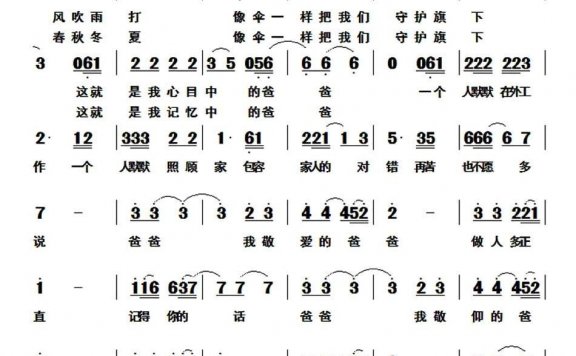 爸爸（乃舍分词 严成王曲） - 乐谱
