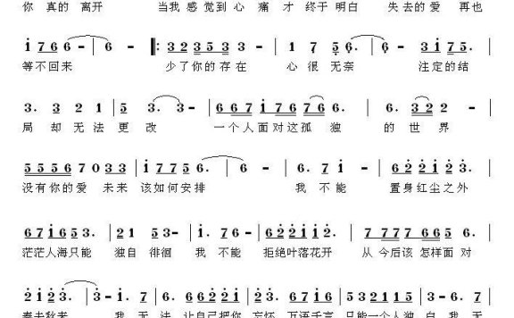 没有你的爱（王军曲 词心词） - 乐谱