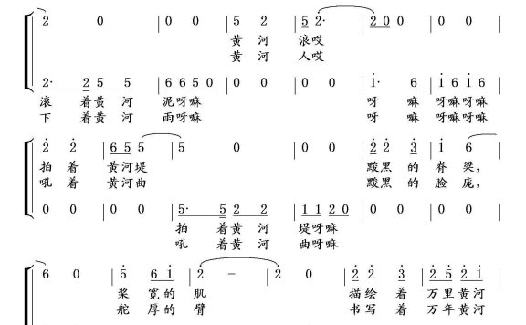 黄河儿女（聂建新词 周建宪曲） - 乐谱