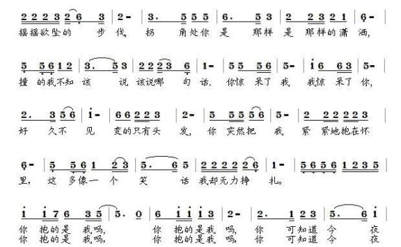 你抱得是我吗（小林曲 文文词） - 乐谱