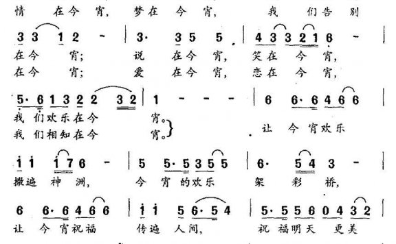 祝福在今宵（朱国强词曲） - 乐谱