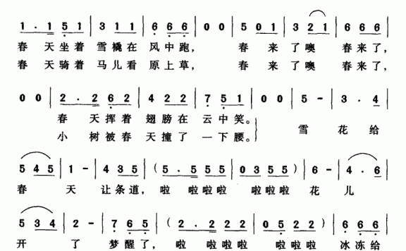 给春天让条道（高如曲 缪新华词） - 乐谱