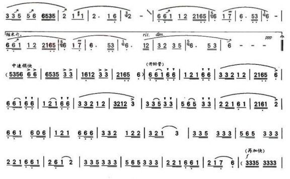 山歌（葫芦丝谱 刘金荣曲） - 乐谱